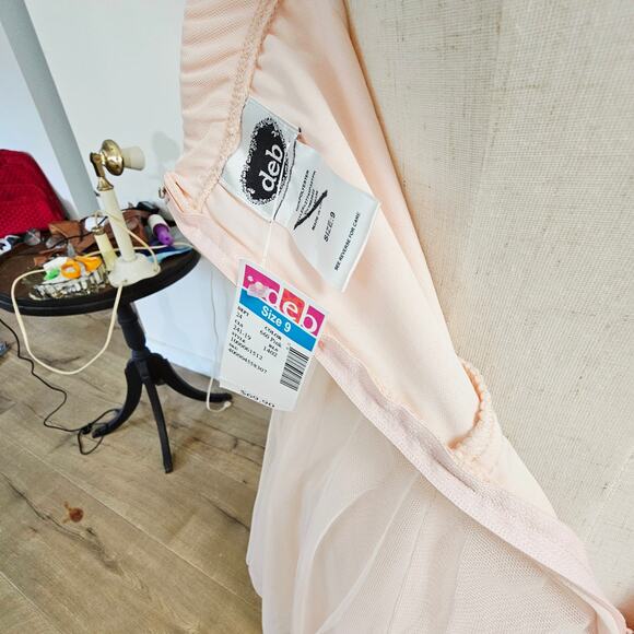 Vtg Deb Pastel Pink Sheer Mesh Chiffon High Low Mini Dress Fairy Whimsical 9 - Picture 7 of 12